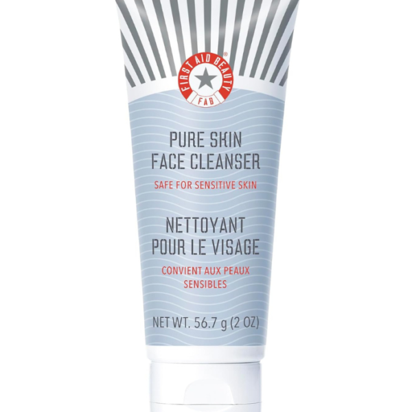 First Aid Beauty Pure Skin Face Cleanser, Sensitive Skin Cream Cleanser with Antioxidant Booster, Travel Size, 56.7g