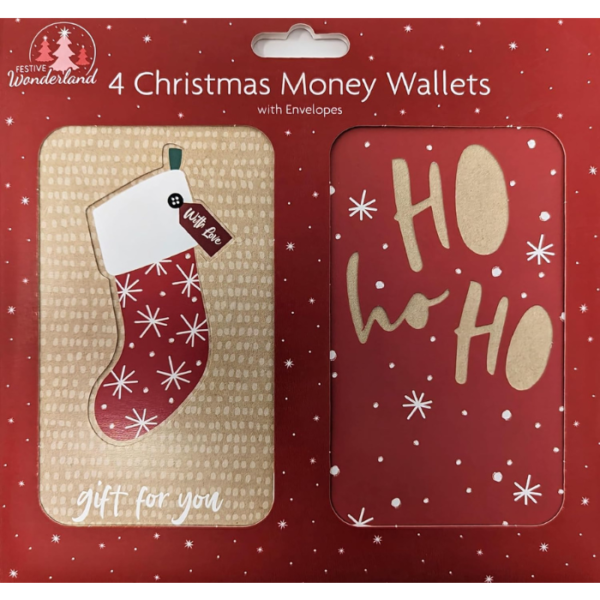4 Kraft Christmas Money Wallets & Envelopes - Eco Packaging