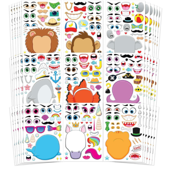 JOYIN 36 PCS Make-a-face Sticker Sheets Make Your Own Animal Mix and Match Sticker Sheets with Safaris