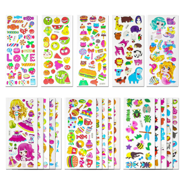 3D Stickers for Kids Toddlers 530+ Vivid Puffy Kids Stickers 24 Different Sheets