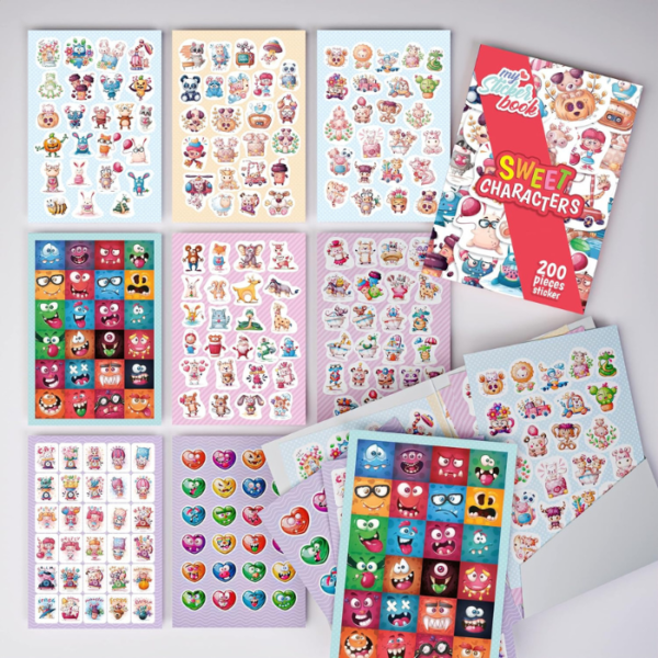 colortouch Stickers for Children, Kids, Girls, Scrapbook Sticker Set, Cute Stickers Pack 200 Pcs